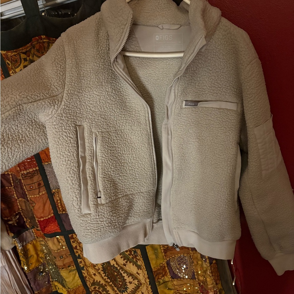 Figs Beige Sherpa Jacket